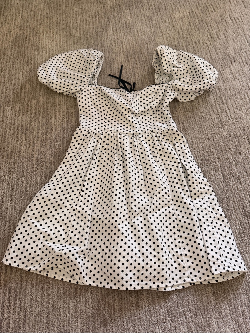 Reformation White Polka Dot Puff Sleeve Dress